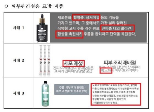 '피부재생 오인' 병원·약국용 화장품 허위광고 324건 적발