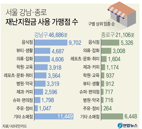 긴급재난지원금 사용처 강남만 4만7천곳…성형외과도 가능