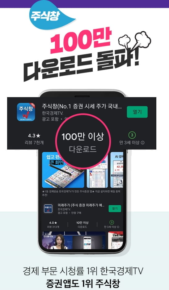 한국경제TV 주식창 앱, 100만 다운로드 돌파