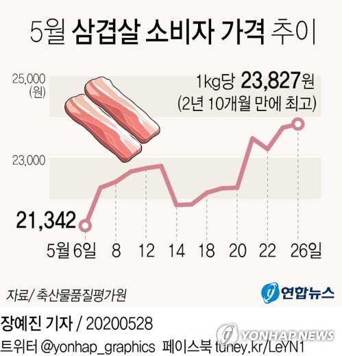 '금겹살' 된 삼겹살…한우는 공급 늘었는데도 가격 오름세(종합)