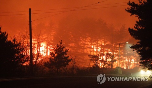 [속보] "고성산불로 육군 22사단 장병 1천800명 고성체육관 대피 중"