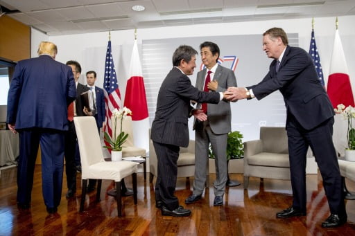 작년 G7에서 열린 미일양자회담 모습. AP연합뉴스