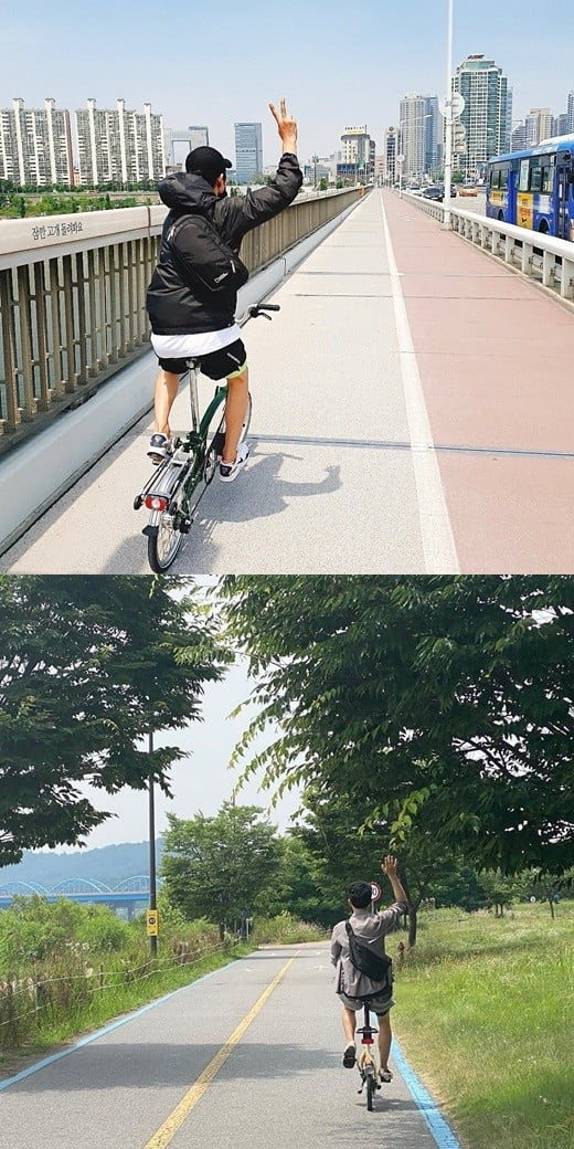 송중기X양경원, 자전거 타며 남다른 '브로맨스 케미' /사진=SNS