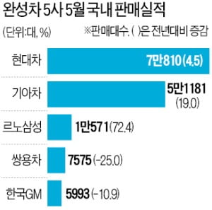 5월 해외판매 '반토막'…내수로 버틴 완성차