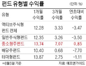 코스닥 랠리에…중소형주 펀드 상승 '기지개'