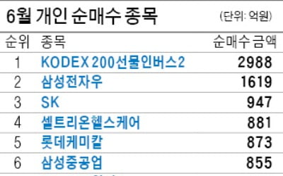 개인 순매수 1위는 '곱버스'…이달 초부터 하락에 베팅