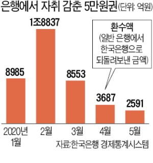 5만원권이 안 보인다