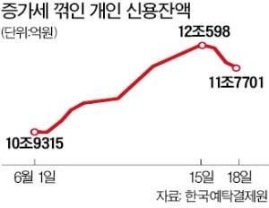 신용잔액 감소…개인 매수세 정점 찍었나