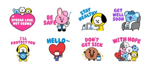 "라인에서 BT21 스티커 사면 코로나 백신 개발에 기부"