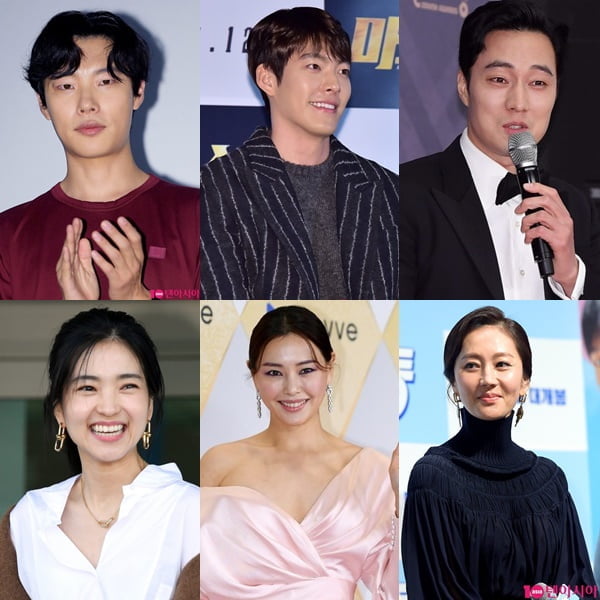 영화 '외계인' 류준열(왼쪽부터 시계방향.), 김우빈, 소지섭, 염정아, 이하늬, 김태리./