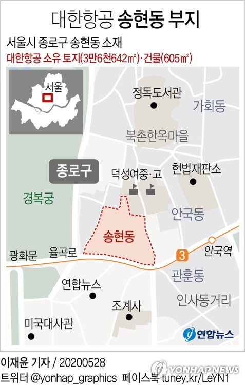 서울시 등판에 대한항공 송현동땅 매각 결국 차질…예비입찰 '0'(종합)