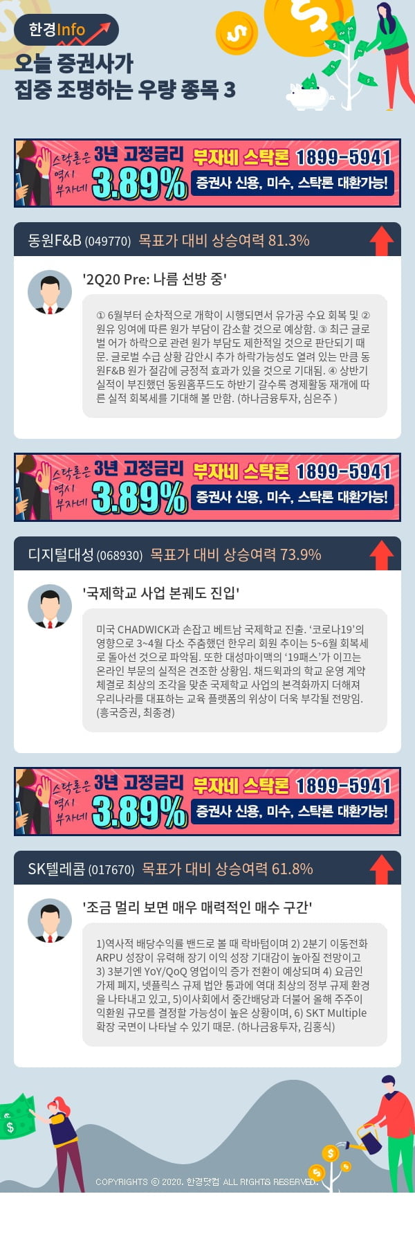 [포커스]오늘 증권사가 집중 조명하는 우량 종목 3