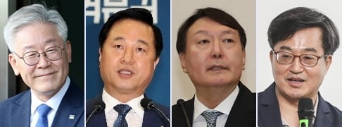 왼쪽부터 이재명 지사, 김두관 의원, 윤석열 총장, 김동연 전 부총리. / 사진=연합뉴스 및 뉴스1