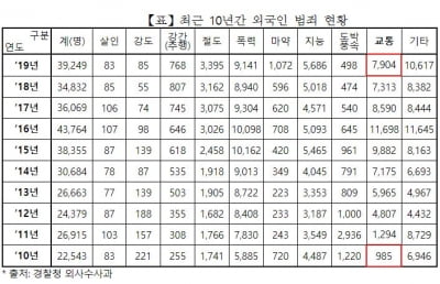 "10년 새 외국인 교통범죄 700% 증가…대책 마련해야"