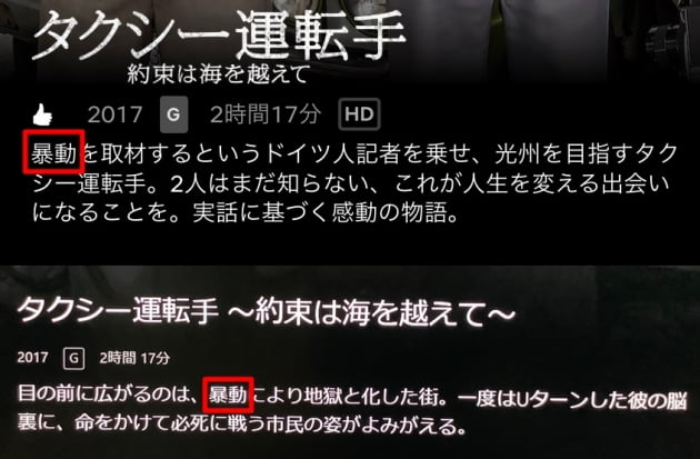 /사진=일본 넷플릭스 '택시운전사' 소개 캡처
