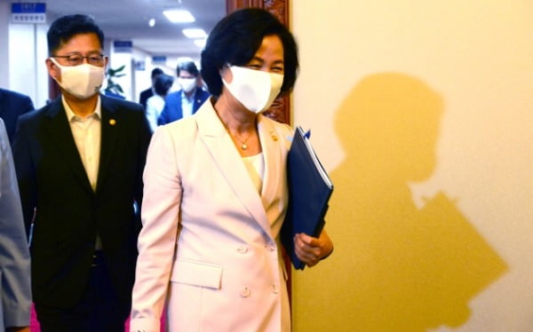 추미애 법무부 장관이 지난 28일 서울 종로구 정부서울청사에서 열린 국무회의에 입장하고 있다. /사진=뉴스1