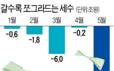 5월까지 세금 21兆 덜 걷혔는데…25兆 더 썼다