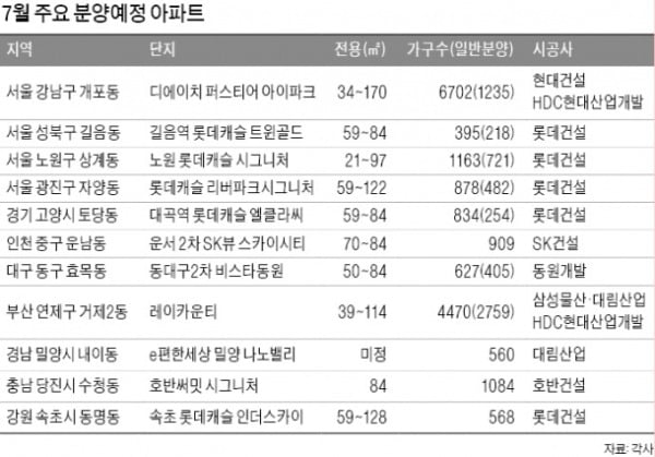 "규제 피하자" 8만가구 쏟아지는 7월…개포·광진 뜨겁다