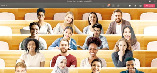 마이크로소프트(MS)는 참가자들을 가상의 객석에 배치해 영상회의의 피로감을 줄여주는 ‘팀즈 투게더 모드’를 지난 9일 공개했다.  한국마이크로소프트  제공 