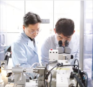 한국생명공학연구원 연구진이 페놀 분해 단백질 관련 실험을 하고 있다.  생명연 제공
 