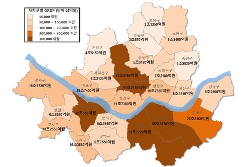 서울시민 1인당 GRDP 4천133만원…강남구, 강북구의 21배