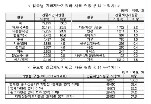 신용-체크카드 재난지원금 한달간 82% 썼다…장보기·외식에 50%