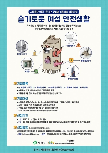 서울 서대문구, 여성 1인가구에 '안심홈 5종 세트' 지원