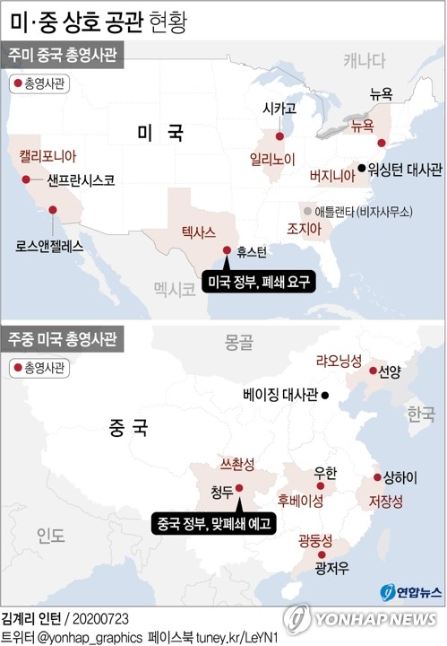 中보복카드 청두 美영사관은 '티베트·신장 정보수집 요충지'