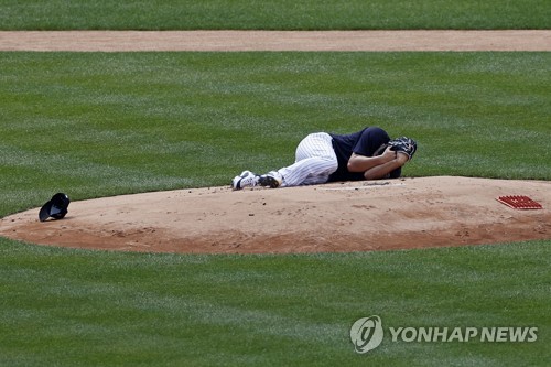 양키스 다나카의 머리 강타한 타구 속도는?…무려 '시속 180㎞'