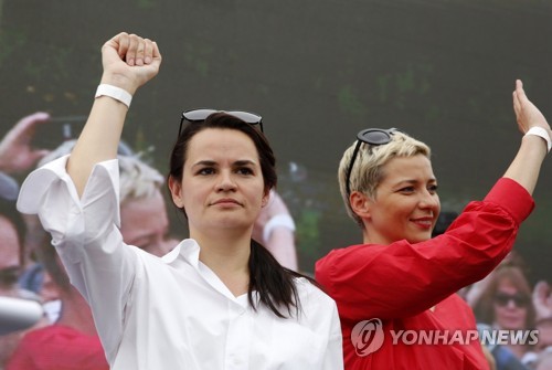 벨라루스서 여성 야권 대선후보 대규모 유세…반정부 집회 방불