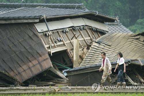 일본 구마모토 기록적 폭우 인명피해 48명으로 늘어