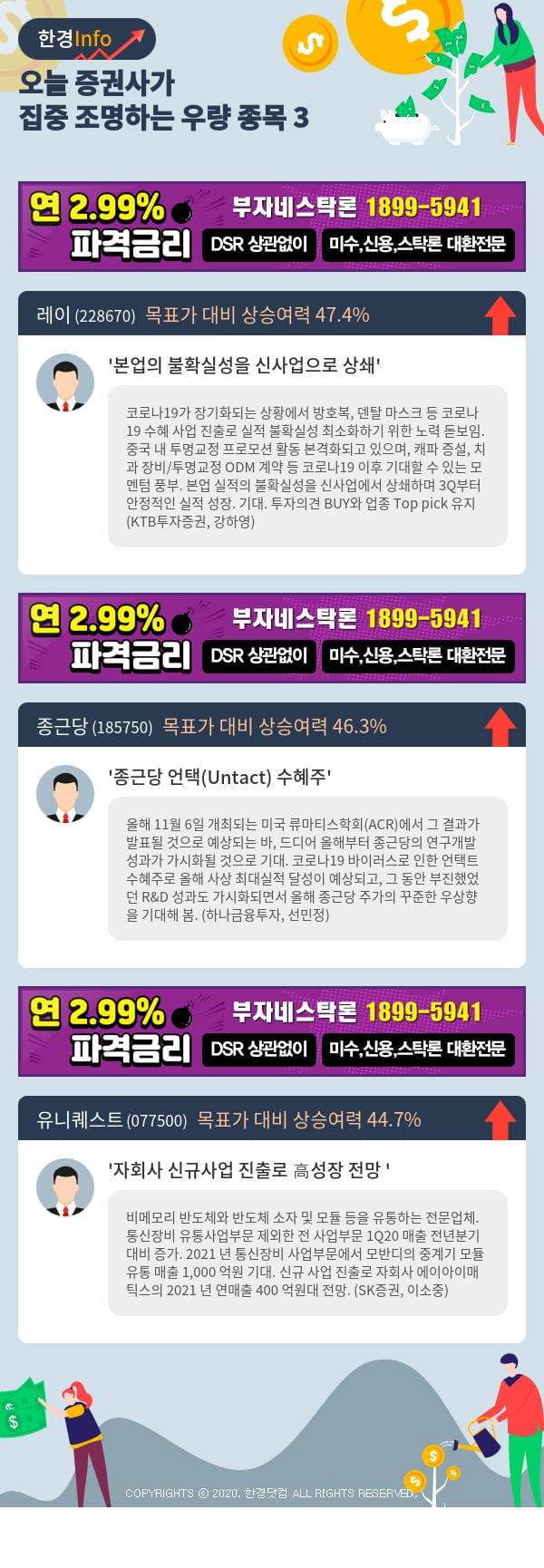 [포커스]오늘 증권사가 집중 조명하는 우량 종목 3