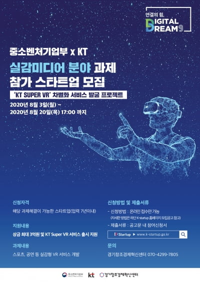 KT, 중기부-경기창조경제혁신센터와 실감미디어 서비스 스타트업 공모전 개최