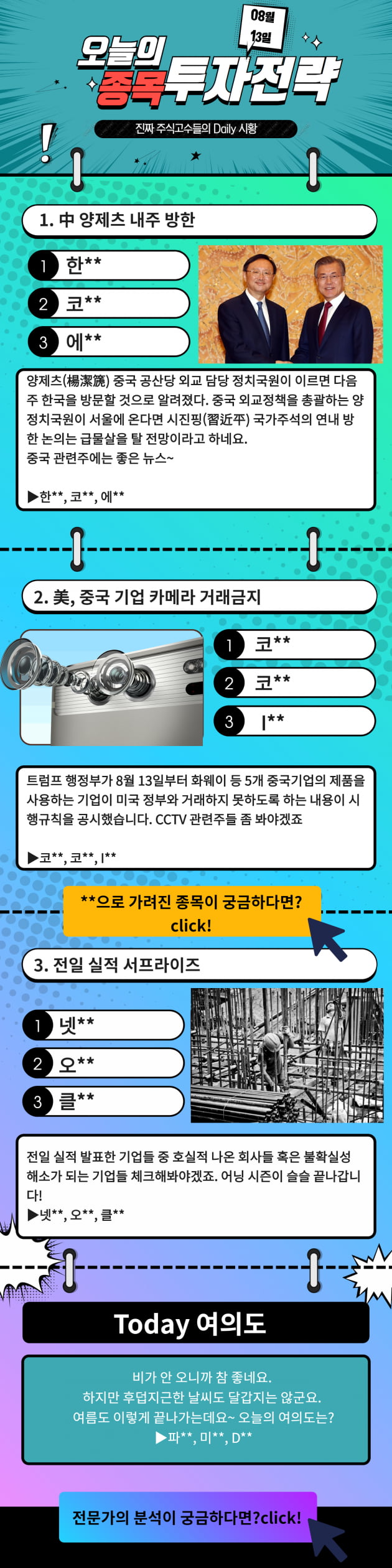 [오늘의 테마종목PICK] 한중관계! 미국의 중국 카메라 수입금지!오늘의 PICK은? Click