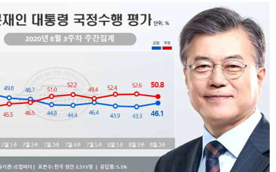 코로나 효과…문 대통령 지지율 반등, 46%선 회복