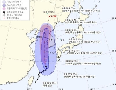 태풍 바비 경로, 오늘 '제주'→내일 '서해안'→모레 '서울'