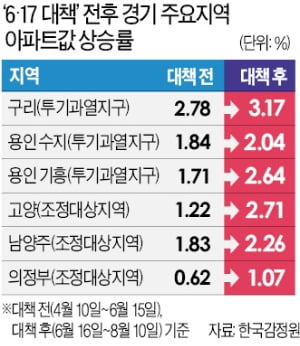 '6·17 대책' 두 달…용인·구리 집값, 오히려 더 가파르게 올랐다