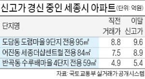 세종시 아파트값 고공행진…전용 84㎡ '10억 클럽' 눈앞