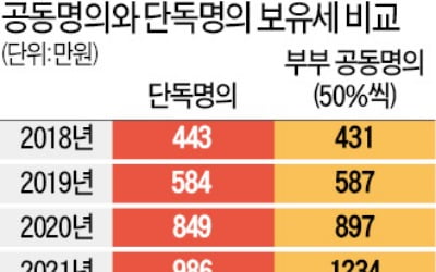 20억 집 공동명의로 보유한 1주택 노부부, 내년 보유세, 단독명의보다 248만원 더 내