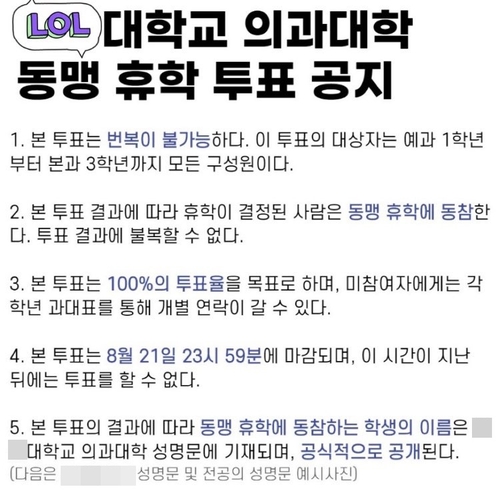 국시거부 불참 의대생 명단공개?…"이탈자 불이익줘야" 주장도