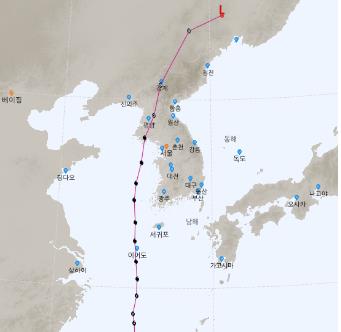 태풍 '바비' 26∼27일 한반도 관통…최대 순간풍속 시속 216km