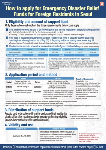 서울시 재난긴급생활비 외국인 주민에게도 지원…31일부터 신청