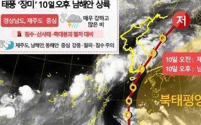 제5호 태풍 '장미' 내일 남해안 상륙…모레까지 최대 500mm 이상