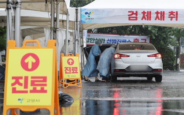 경기 고양시가 소규모교회 집단감염 확산이 빠르게 진행됨에 따라 9일부터 '고양안심카 선별진료소' 재운영에 들어갔다. 9일 고양시 덕양구 주교 제1공영주차장에 마련된 '고양안심카 선별진료소'에서 시민들이 검체 채취를 하고 있다.  사진=뉴스1