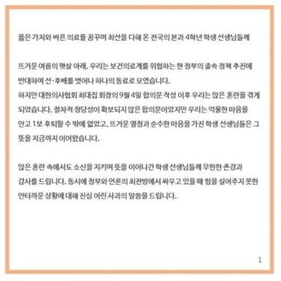 전공의 새비대위 "제자리에 돌아온 의대생에 감사"