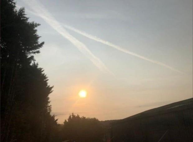 지난 11일(현지시간) 오전 영국에서 관측된 주황빛 하늘./사진=맷데스크 트위터 캡처. 