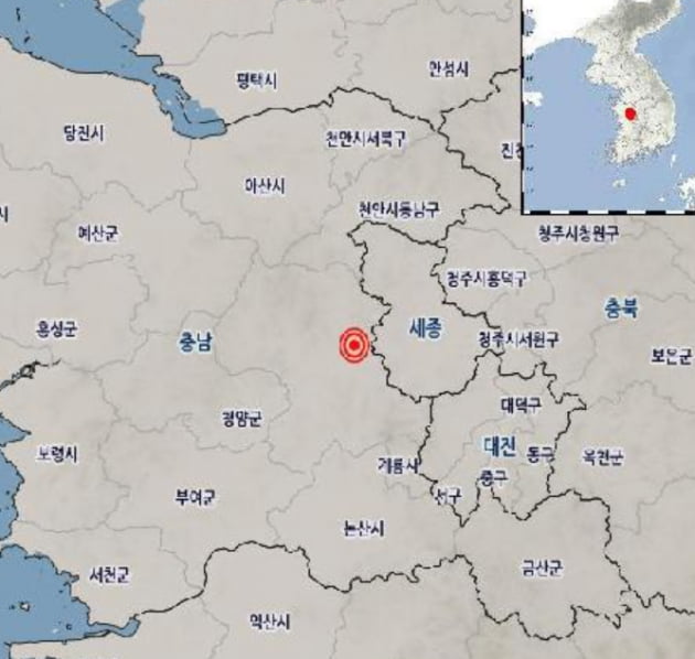 20일 오전 1시 22분께  충남 북북동쪽 7km 인근에서 규모 2.2 지진이 발생했다. /사진= 기상청 제공