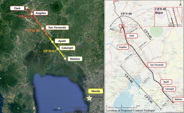현대건설이 수주한 필리핀 철도공사 위치도(자료 현대건설)