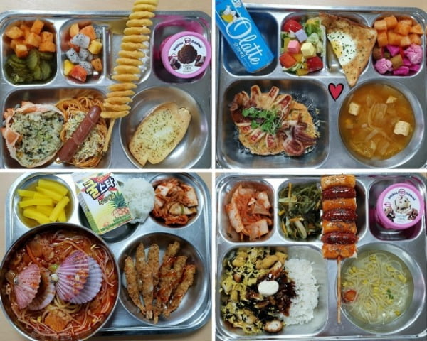 '스타' 영양사 김민지(30)씨가 경기 파주중학교·세경고등학교에서 근무할 당시 제공했던  다양한 메뉴의 급식 사진. /사진=연합뉴스