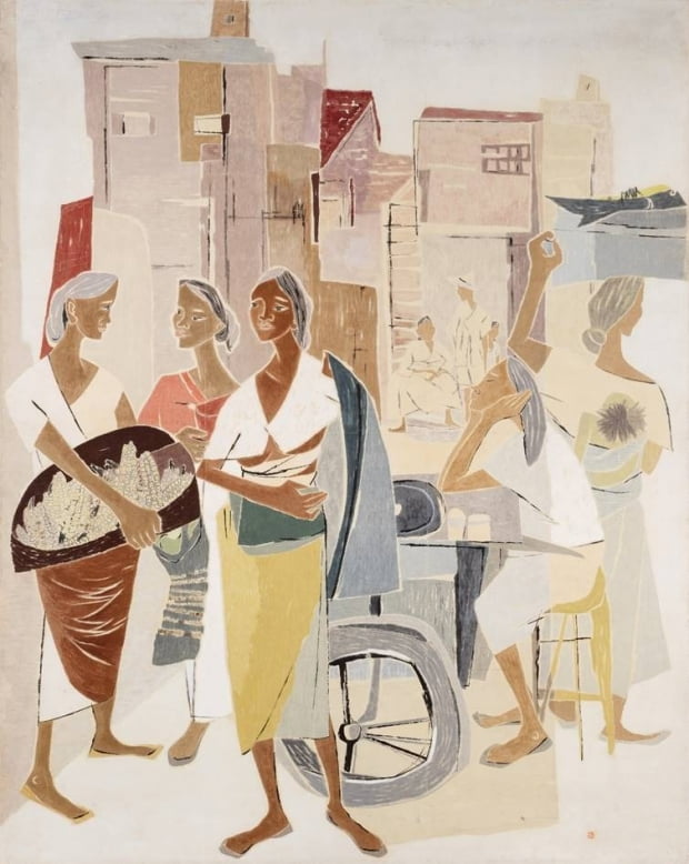 박래현, 노점, 1956, 종이에 채색, 267x210cm, MMCA소장. 국립현대미술관 제공